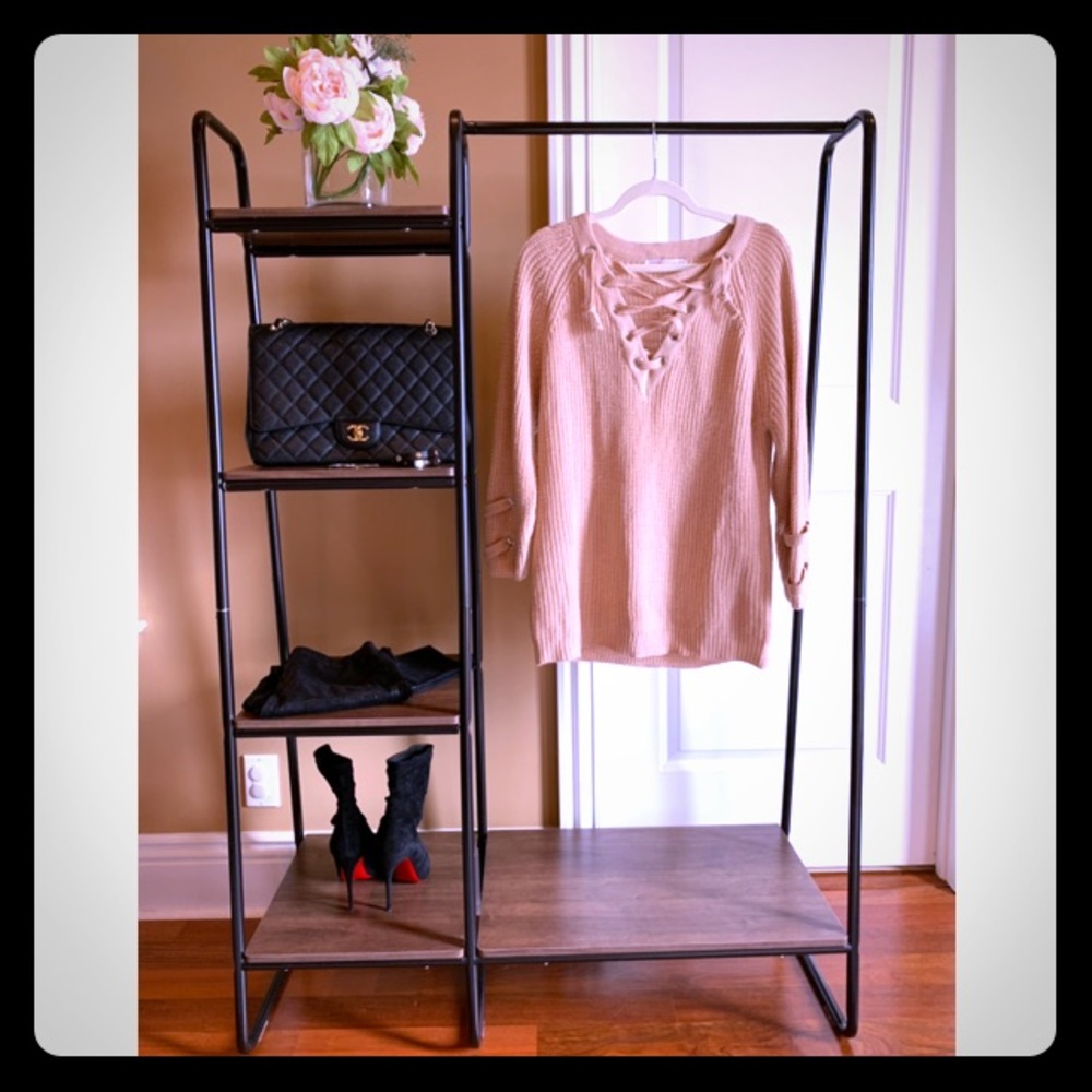 Chicwish Lace-up Mood Sweater in Camel, S/M